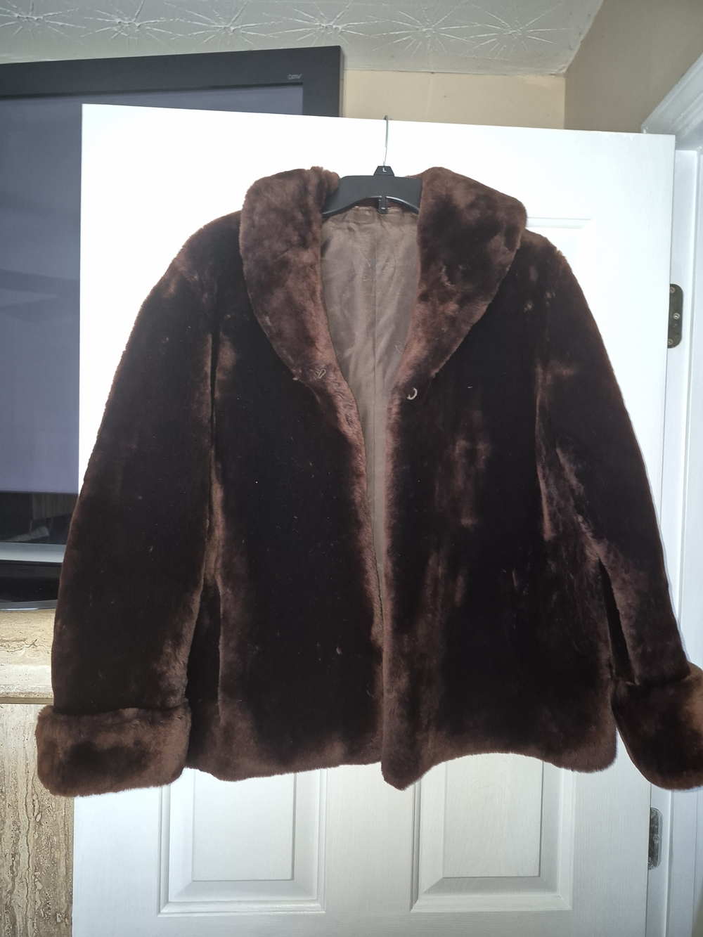 Vintage Women's Faux Fur Coat - Brown